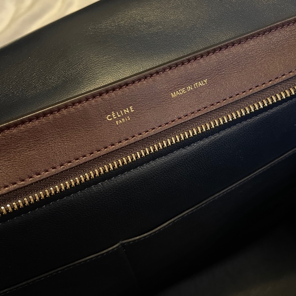 CELINE Phoebe Philo Trapeze Trapeze bag handbag tri color blue brown burgundy - Picture 8 of 16